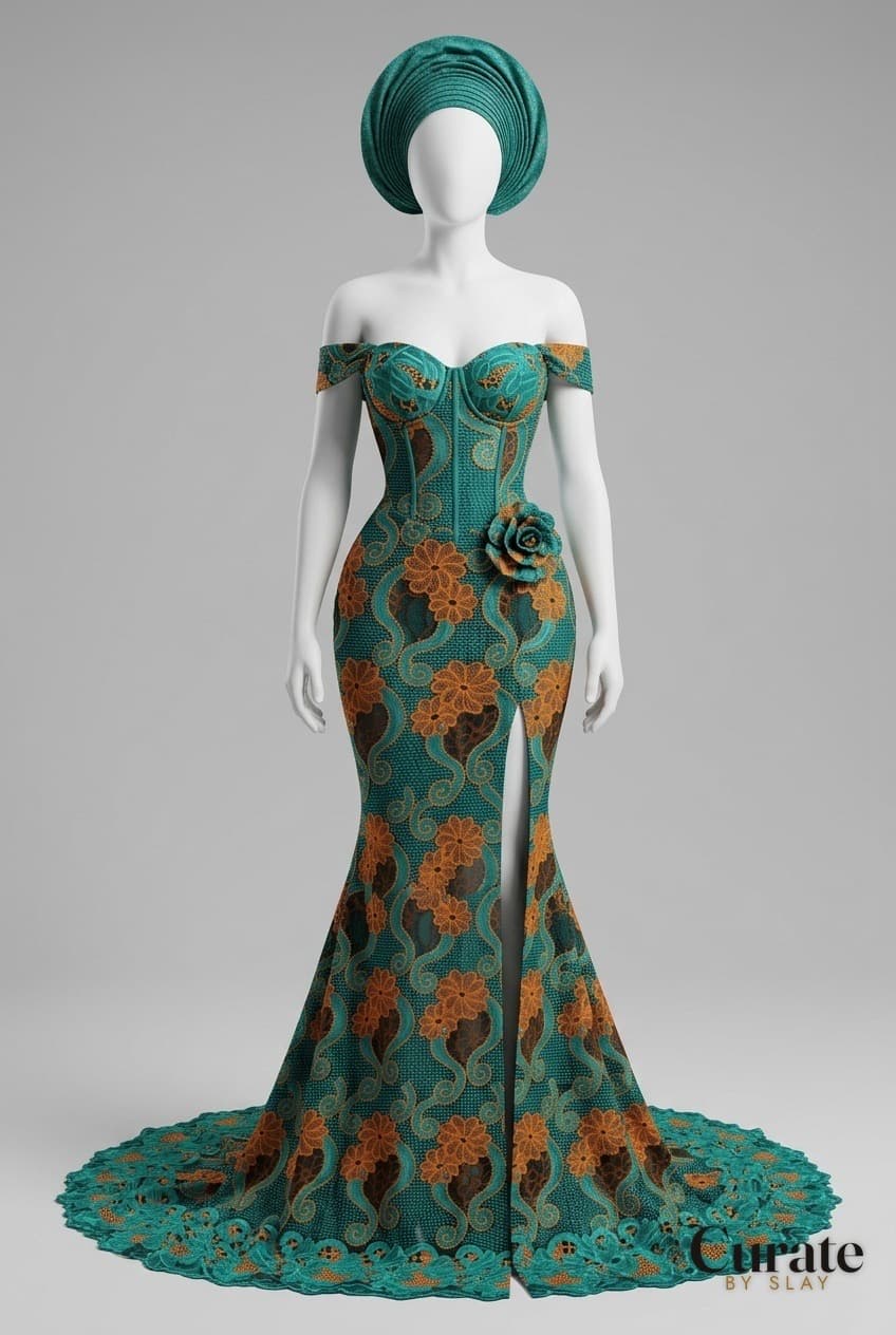 Outfit designed by Curate by Slay from a photo of fabric