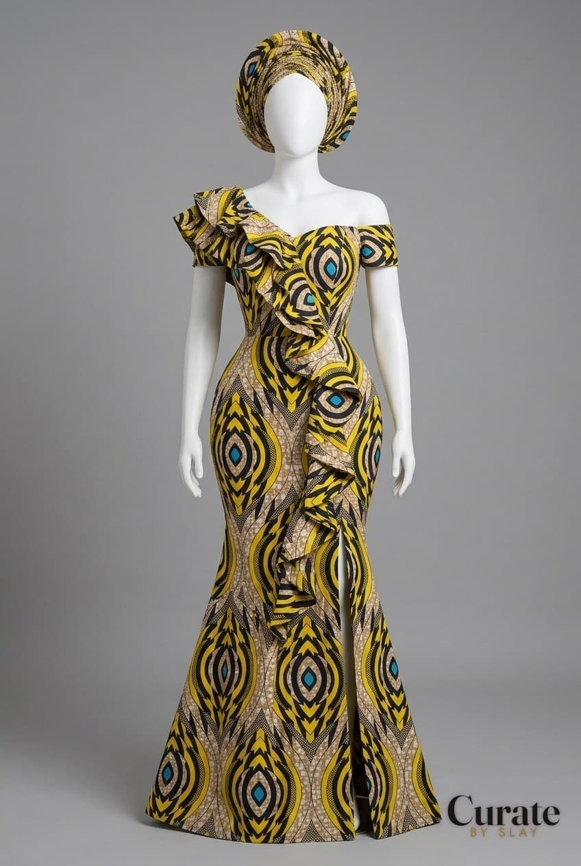 Modern traditional ankara gown generated by Curate by Slay